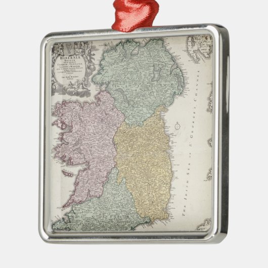 Karte von Irland die Provinzen von Ulster zeigend Silbernes Ornament (Links)