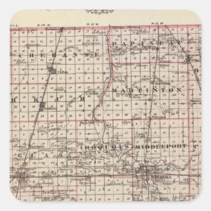 Karte von Iroquois County Quadratischer Aufkleber