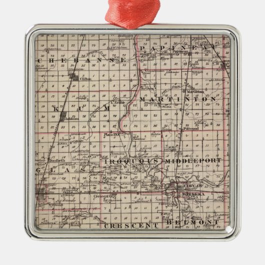 Karte von Iroquois County Silbernes Ornament (Vorne)