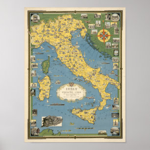 Karte von Italien mit Vatikanstadt Poster