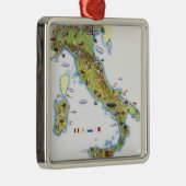Karte von Italien Silbernes Ornament (Rechts)