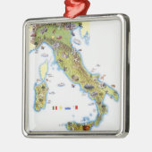 Karte von Italien Silbernes Ornament (Links)