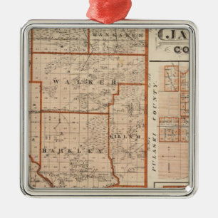 Karte von Jasper County Silbernes Ornament