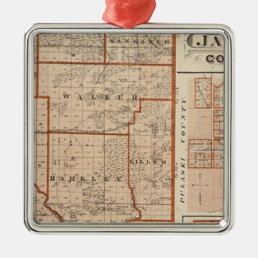 Karte von Jasper County Silbernes Ornament (Vorne)