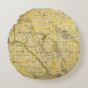 Karte von Jasper County, Staat von Iowa Rundes Kissen