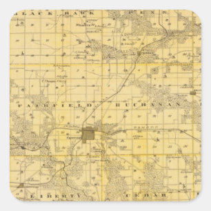 Karte von Jefferson County, Staat von Iowa Quadratischer Aufkleber