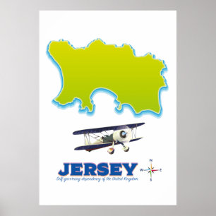 Karte von Jersey. Poster