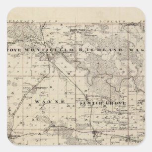 Karte von Jones County, Staat von Iowa Quadratischer Aufkleber