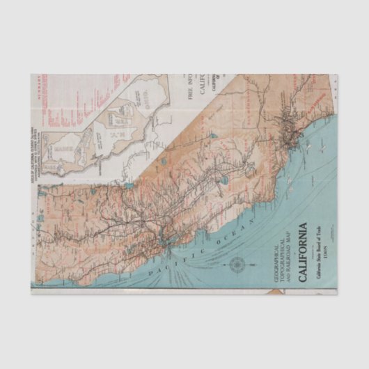 Karte von Kalifornien 2 Seidenpapier (Vorderseite)