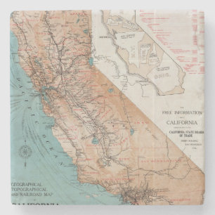 Karte von Kalifornien 2 Steinuntersetzer