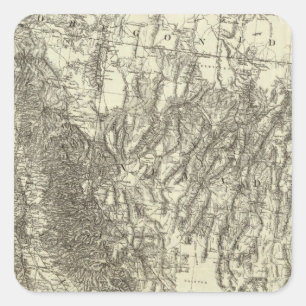 Karte von Kalifornien und von Nevada Quadratischer Aufkleber