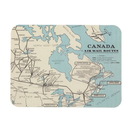 Karte von Kanada - Kanada Air Mail Routes Magnet (Horizontal)