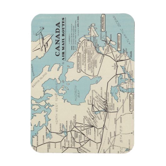 Karte von Kanada - Kanada Air Mail Routes Magnet (Vertikal)