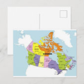 Karte von Kanada Postkarte   (Vorne/Hinten)