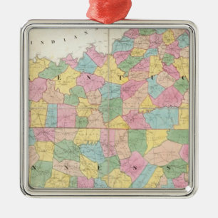 Karte von Kentucky & Tennessee Silbernes Ornament