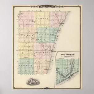 Karte von Kewaunee County Poster