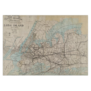 Karte von Kings, Queens, Long Island Schneidebrett