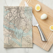 Karte von Königen, Queens, Long Island Geschirrtuch (Viertel Falte)