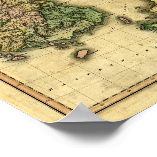 Karte von Korea und Japan 1815 Poster (Ecke)