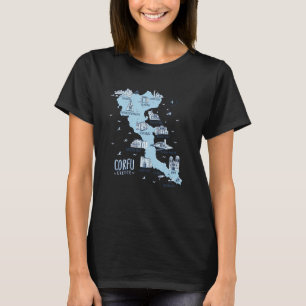 Karte von Korfu Griechenland Insel T-Shirt