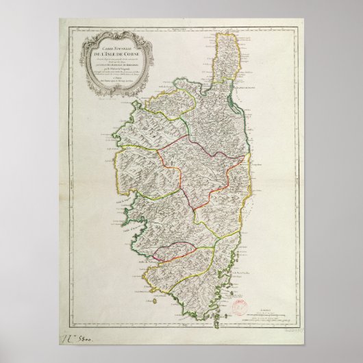 Karte von Korsika Poster (Vorne)