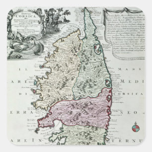 Karte von Korsika Quadratischer Aufkleber