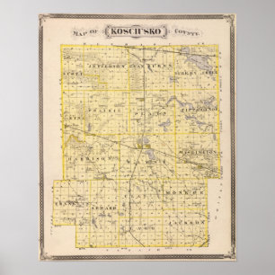 Karte von Kosciusko County Poster