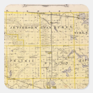 Karte von Kosciusko County Quadratischer Aufkleber