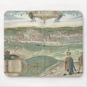 Karte von Krakau, von "Civitates Orbis Terrarum" Mousepad