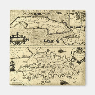 Karte von Kuba und von Hispaniola Magnet