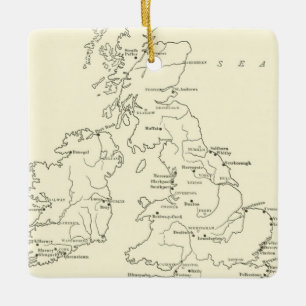 Karte von Kurorten Großbritanniens Keramikornament