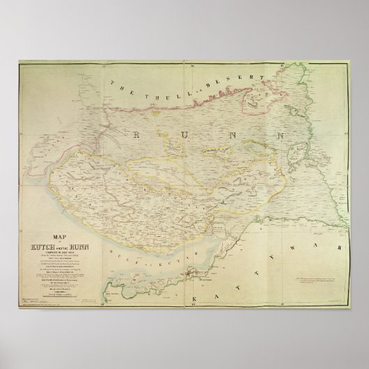 Karte von Kutch and Runn, Indien, 1854 Poster (Vorne)