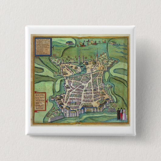 Karte von La Rochelle, von 'Civitates Orbis Button (Vorderseite)