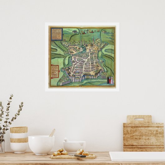 Karte von La Rochelle, von "Civitates Orbis Terrar Poster (Küche)