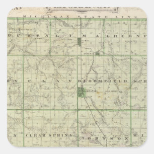 Karte von Lagrange County mit La-Gutshof, Lima Quadratischer Aufkleber