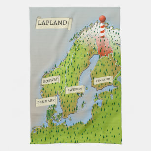 Karte von Lappland Geschirrtuch