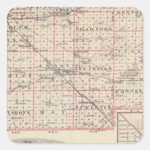 Karte von Lee County und von Amboy Quadratischer Aufkleber