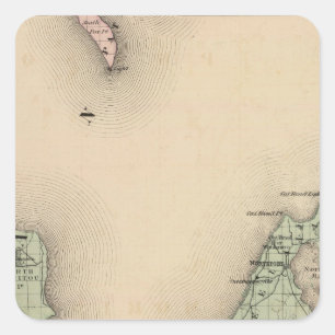 Karte von Leelanau County, Michigan Quadratischer Aufkleber