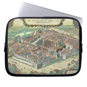 Karte von Leipzig, von "Civitates Orbis Terrarum" Laptopschutzhülle