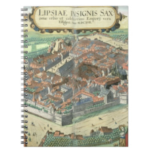 Karte von Leipzig, von "Civitates Orbis Terrarum" Notizblock