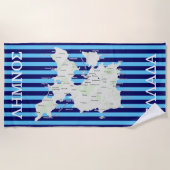 Karte von Lemnos auf Griechisch Strandtuch (Vorderseite)