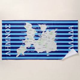 Karte von Lemnos auf Griechisch Strandtuch