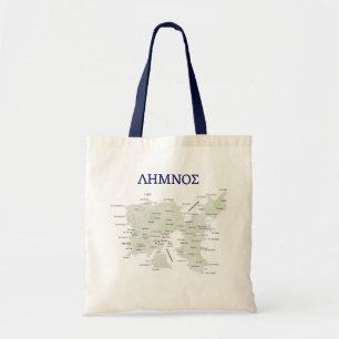 Karte von Lemnos auf Griechisch Tragetasche