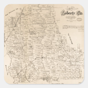 Karte von Liberty County, Texas (1879) Quadratischer Aufkleber