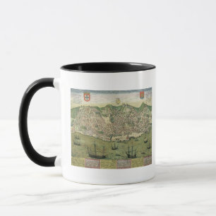 Karte von Lissabon, von "Civitates Orbis Terrarum" Tasse