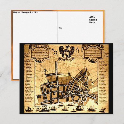 Karte von Liverpool, 1725 (Vorne/Hinten)