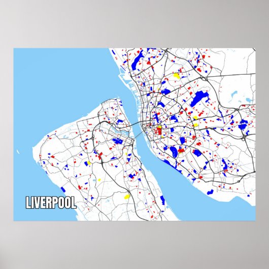 Karte von Liverpool Poster (Vorne)