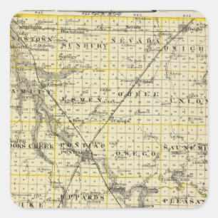 Karte von Livingston Landkreis und Pontiac Quadratischer Aufkleber