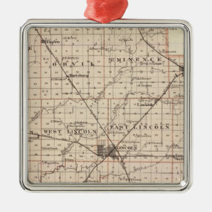 Karte von Logan County Silbernes Ornament