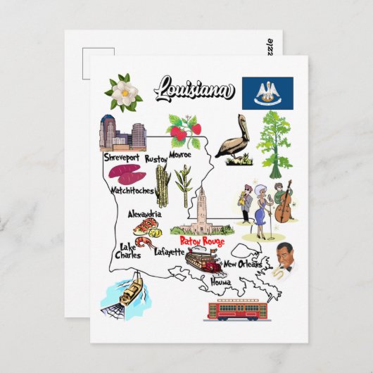 Karte von Louisiana (Vorne/Hinten)